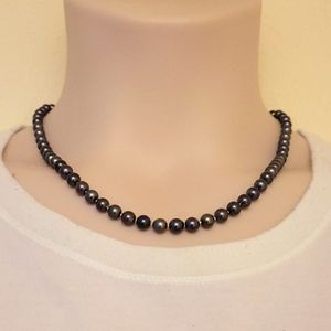 Akoya Salt Water Vintage Cultured Black Pearl Necklace
